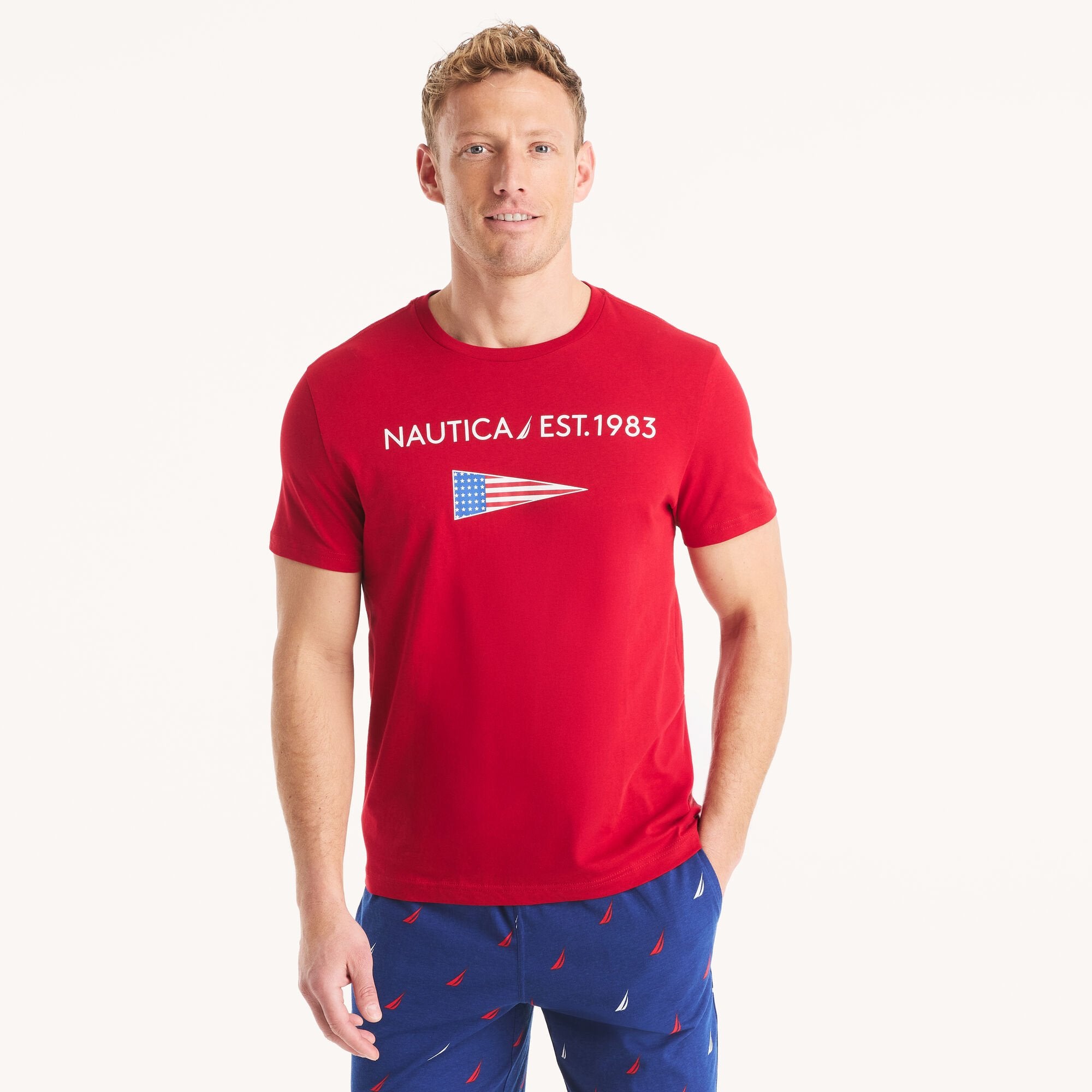 

Футболка с рисунком Nautica Mens 1983, цвет nautica red