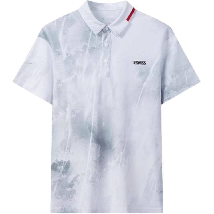 

K·SWISS Футболка-поло KSWISS мужская серо-белая, Белый, K·SWISS Футболка-поло KSWISS мужская серо-белая