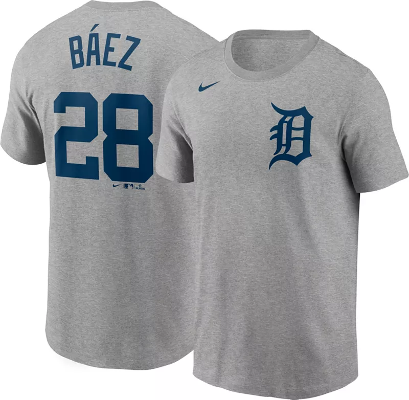 

Мужская серая футболка Nike Detroit Tigers Javier Baez #28