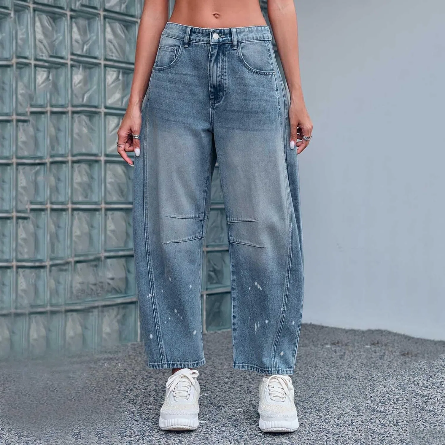 Джинсы широкие Barrel Jeans, Light Blue — фото 3