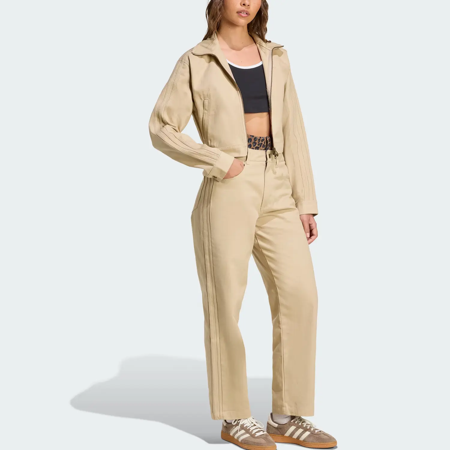 Adidas Originals Короткая куртка Firebird SS25 TWILL CROP TRACK TOP женская, Gray Stone Khaki Brown — фото 2