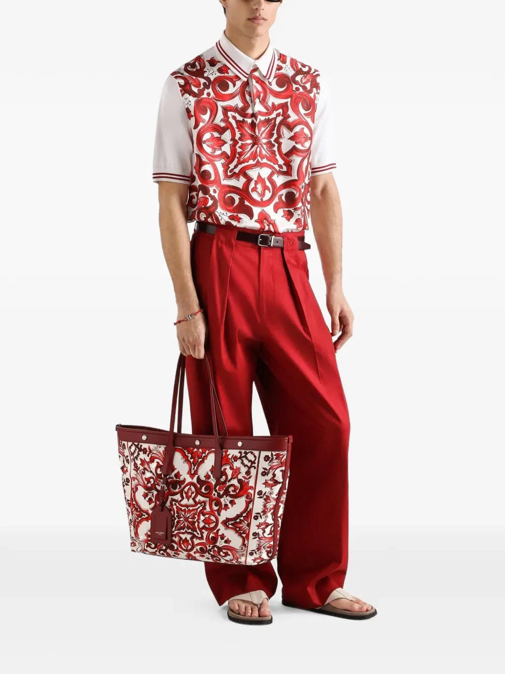 Брюки из эластичного хлопкового габардина Dolce & Gabbana, красный — фото 2
