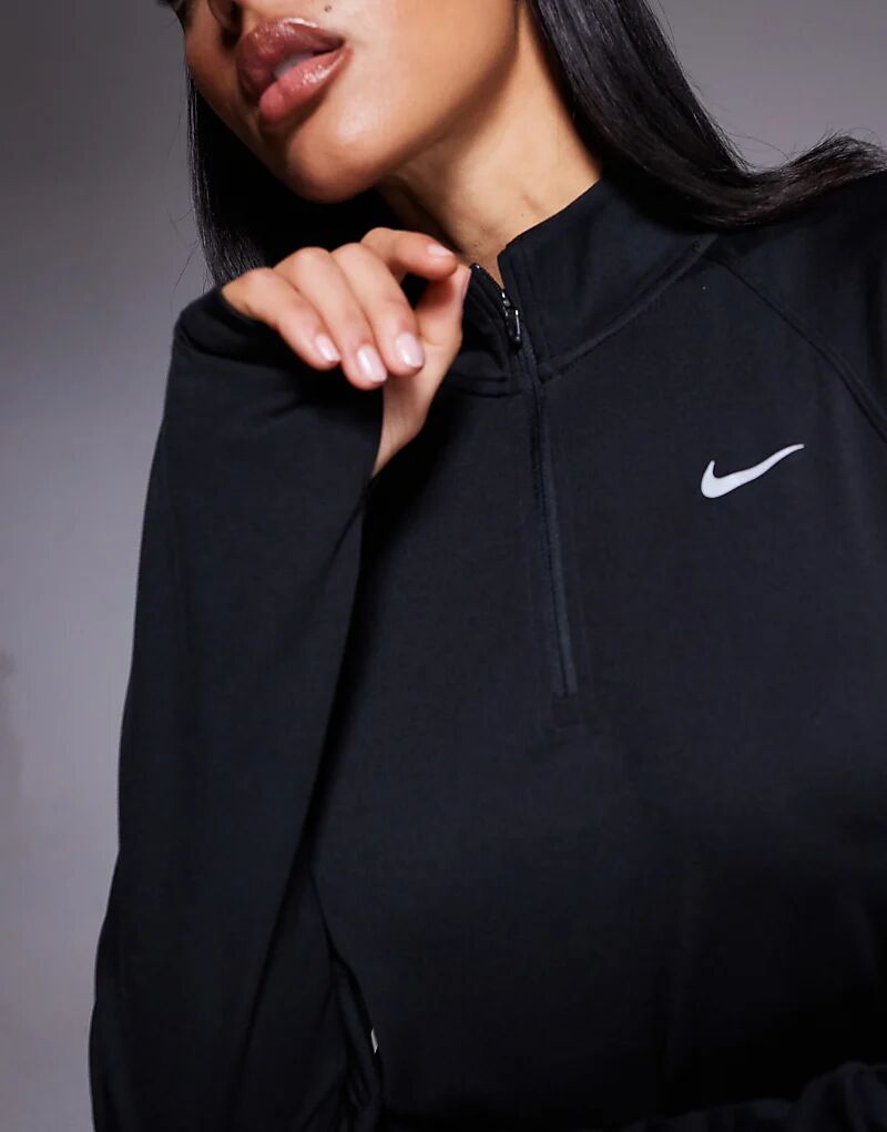 Лонгслив Nike Running Tempo Dri-FIT с длинным рукавом и полумолнией черного цвета — фото 3