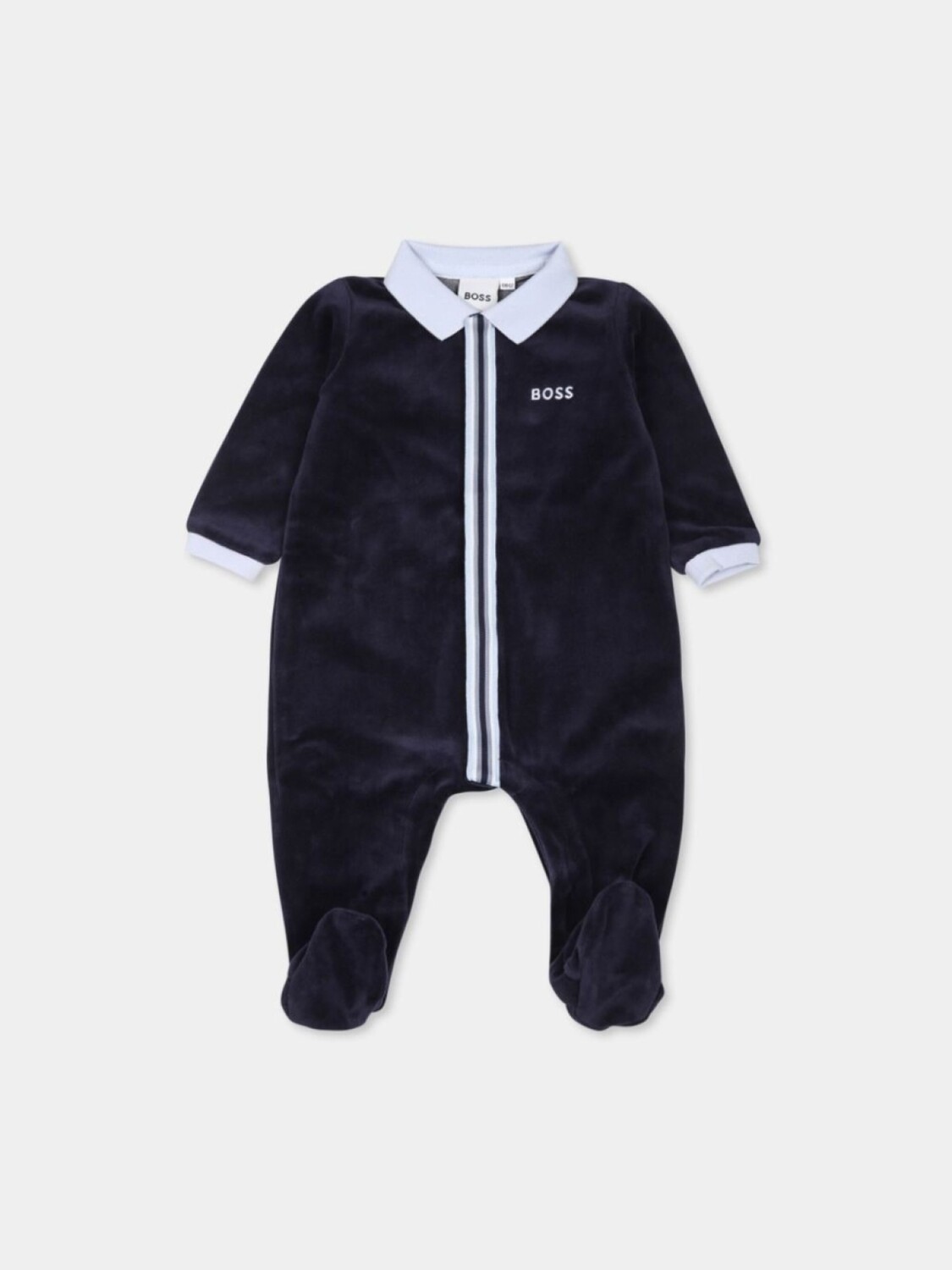 

BOSS Kidswear логотип вышитый полосатый babygrow, синий