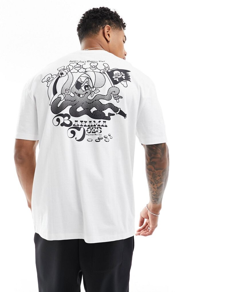 

Свободная белая футболка с мультяшным принтом на спине ASOS DESIGN