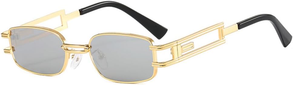 

Металлические прямоугольные солнцезащитные очки для женщин в стиле стимпанк, мужские ретро-очки в стиле панк, очки с защитой от УФ-излучения UV400, очки для вождения LANGSER, C7gold-silver