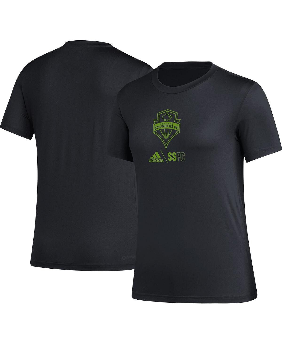 

Черная женская футболка Seattle Sounders FC AEROREADY Club Icon adidas, черный