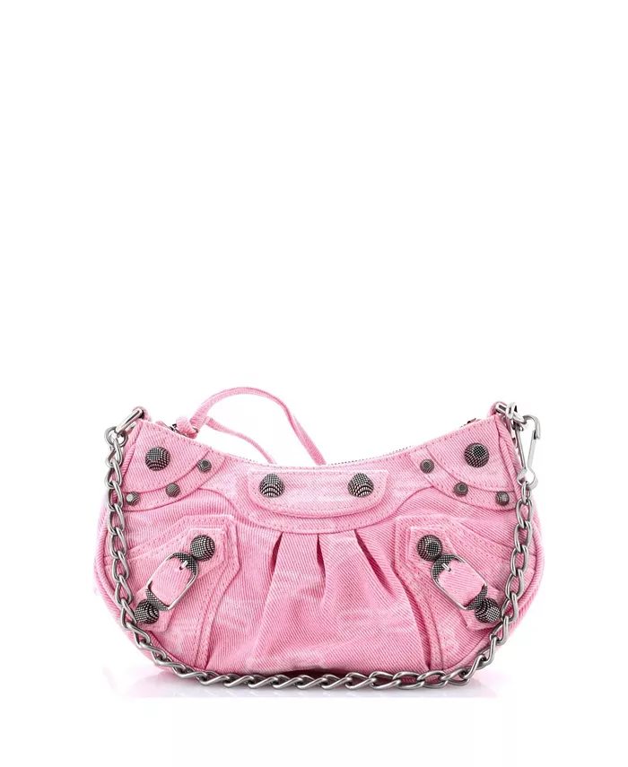 

Мини-сумка через плечо Le Cagole Giant Studs BB Monogram Denim Pre-Owned Balenciaga, розовый