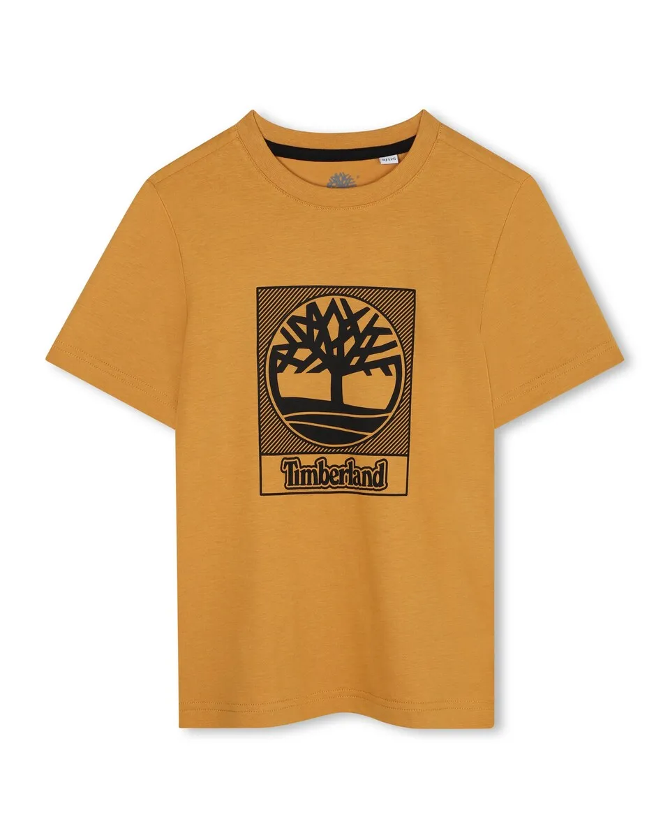 

Детская хлопковая футболка Timberland, горчичный