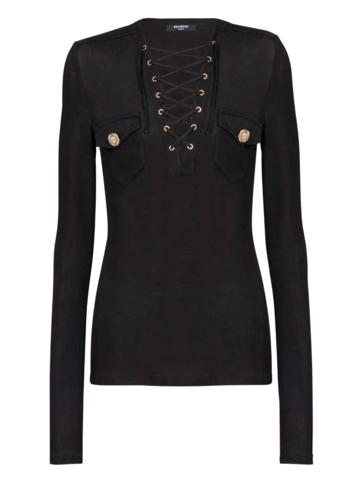 

Balmain топ с длинными рукавами и шнуровкой, черный
