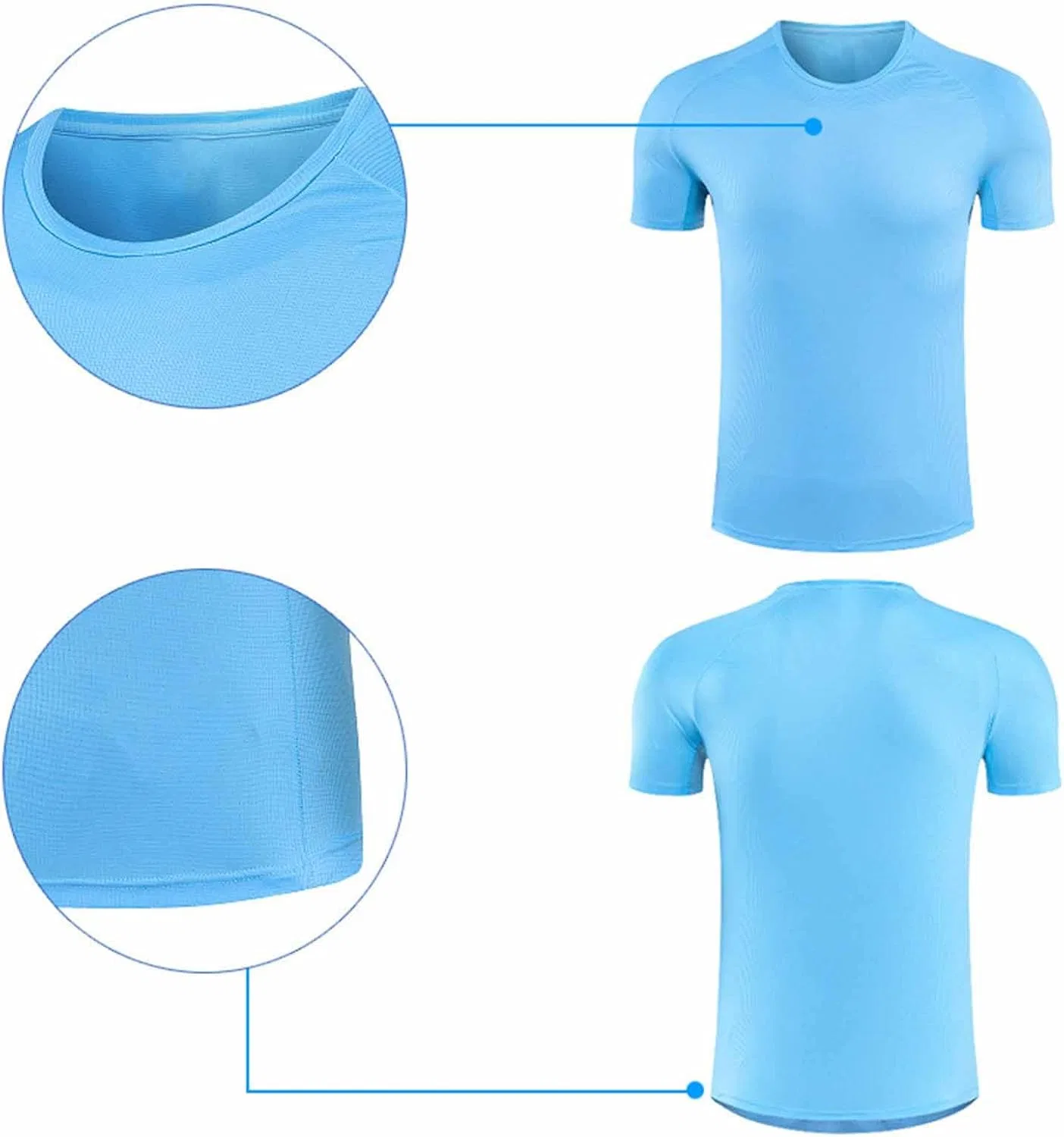 Футболка для бега быстросохнущая Generic, Light Blue — фото 4