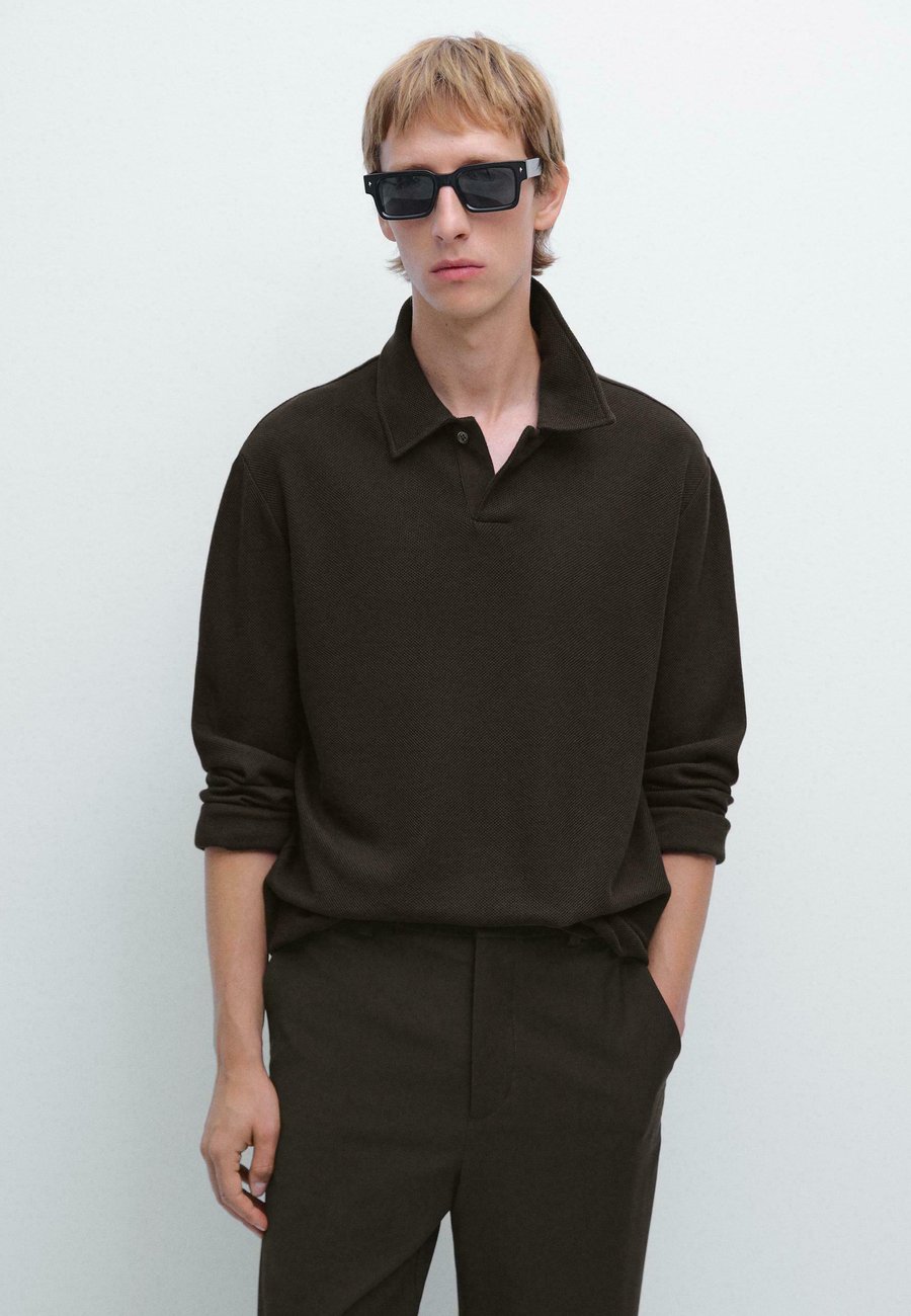 

Поло Massimo Dutti TEXTURED LONG SLEEVE , Dark Brown