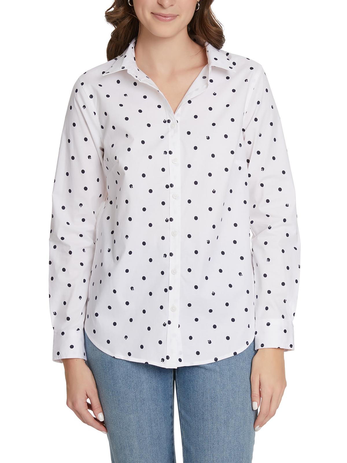 

Женский топ Amanda с воротником и застежкой на пуговицы Gloria Vanderbilt, цвет vintage white/midnight affair space dot and swan