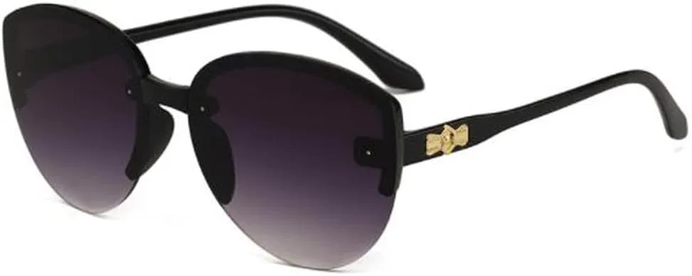 

Солнцезащитные очки в полуободковой оправе для женщин, ретро-очки для пляжа, солнцезащитные очки для активного отдыха на солнце Weloveushop, Black Frame Double Gray