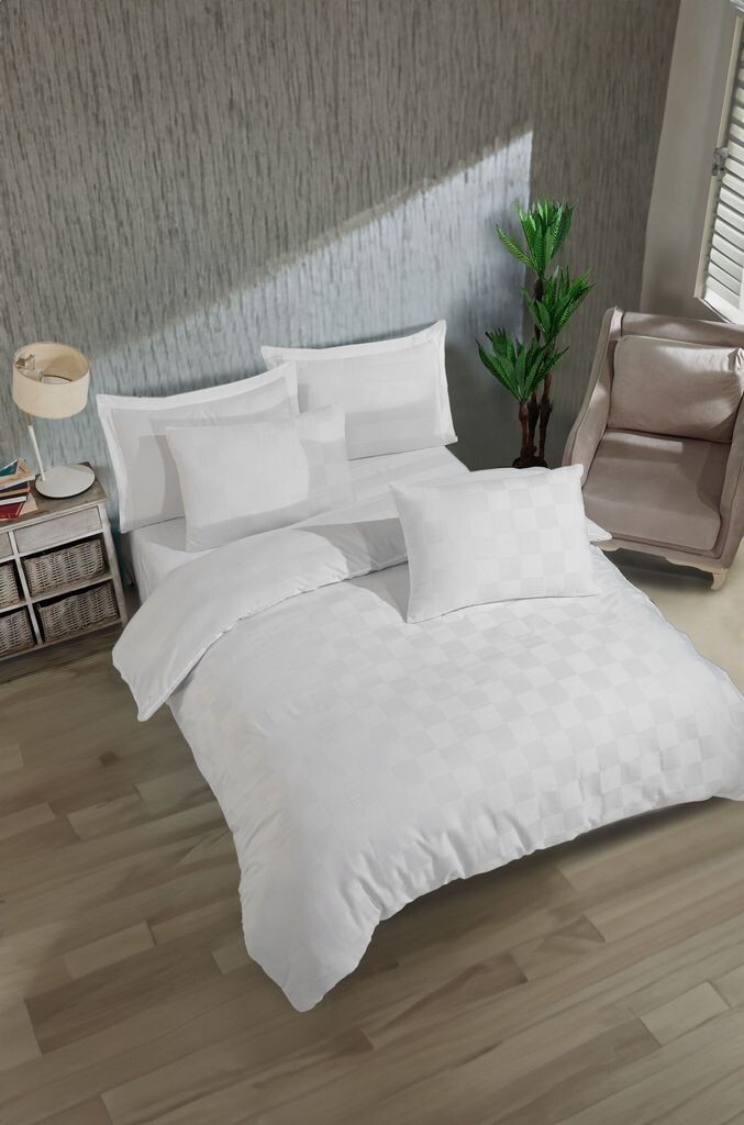 

L'Essentiel Linge de Maison, Kareli Saten - Белый, комплект двойного пододеяльника, белый, 70 % ХЛОПОК / 30 % ПОЛИЭСТЕР, 200 x 220 см