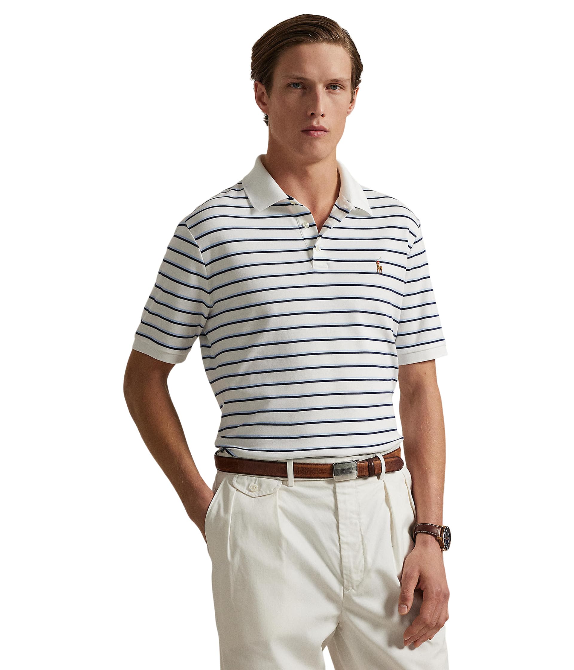 

Поло Polo Ralph Lauren Classic Fit Striped Soft Cotton Polo, цвет White Multi