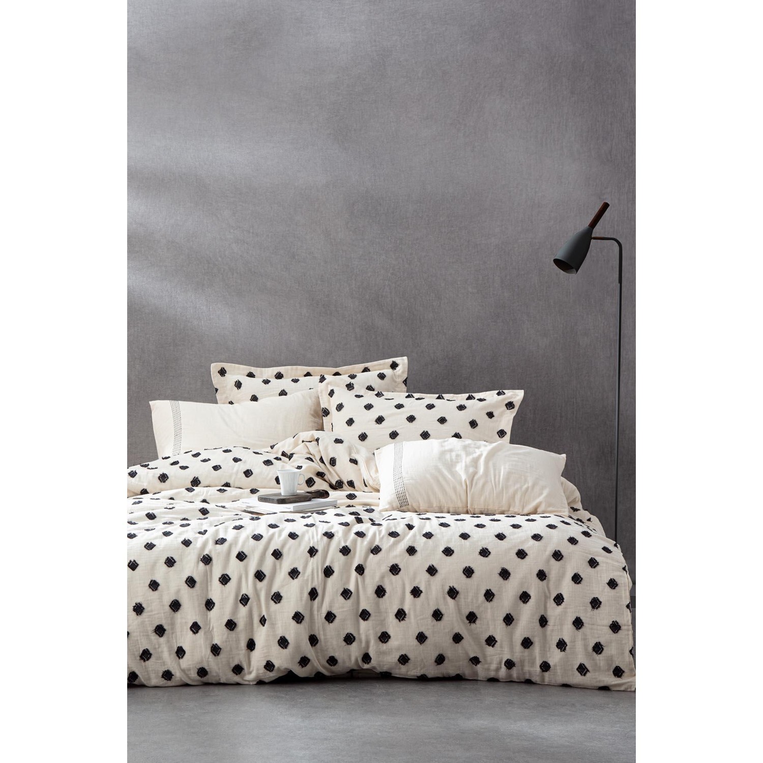 

Ecocotton Imre King Size Комплект постельного белья из 100% органического хлопка, муслин, черный, 240X220 см