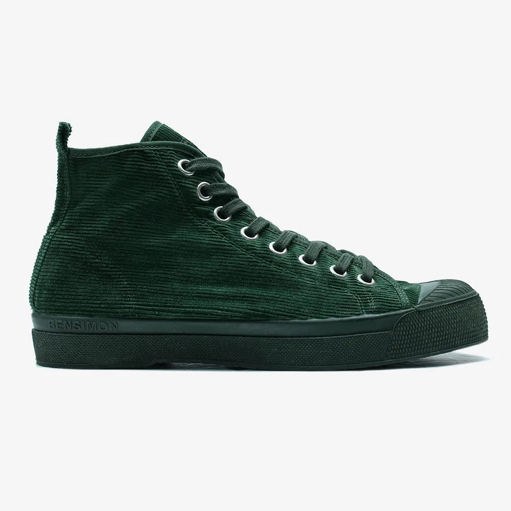 Мужские высокие кеды Stella Corduroy B79 цвета бутылочного стекла от Bensimon