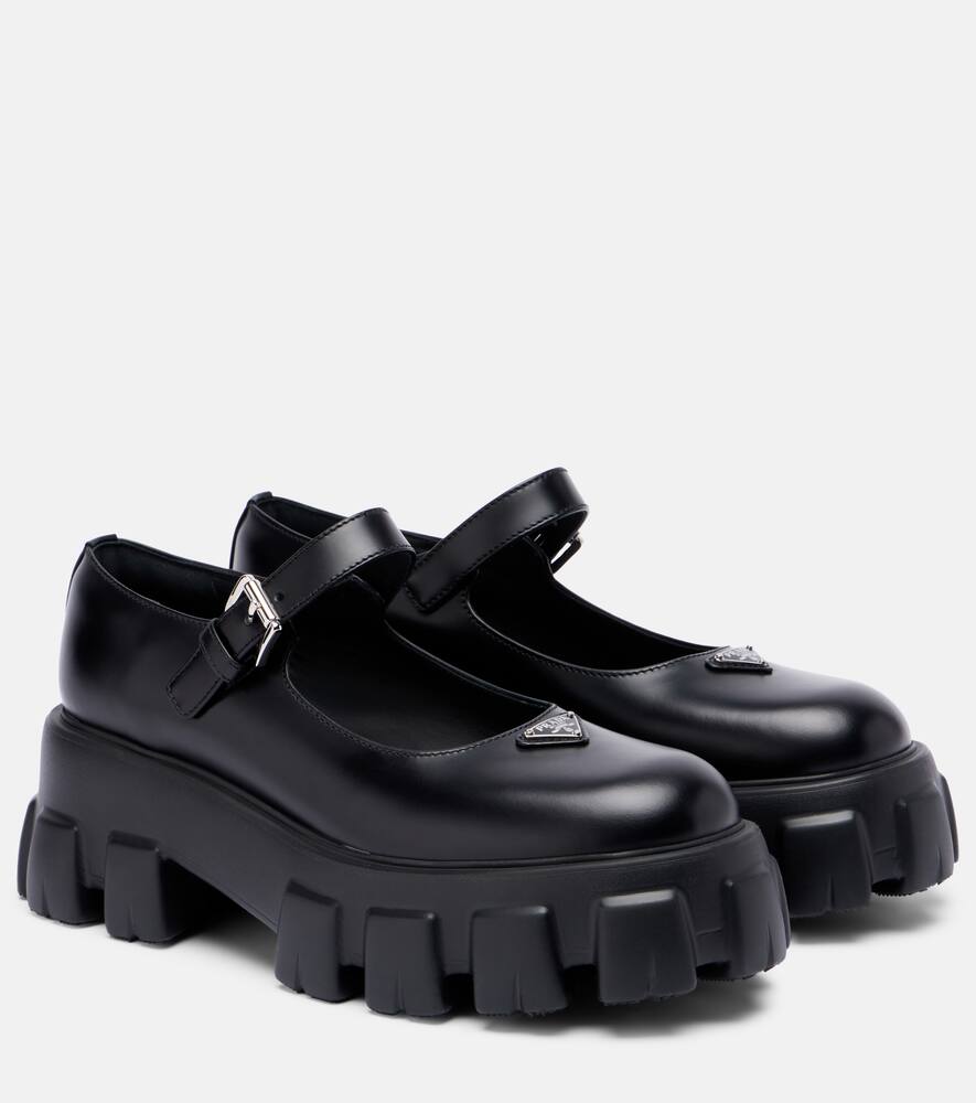 Мокасины монолит из кожи Mary Jane Prada, Black