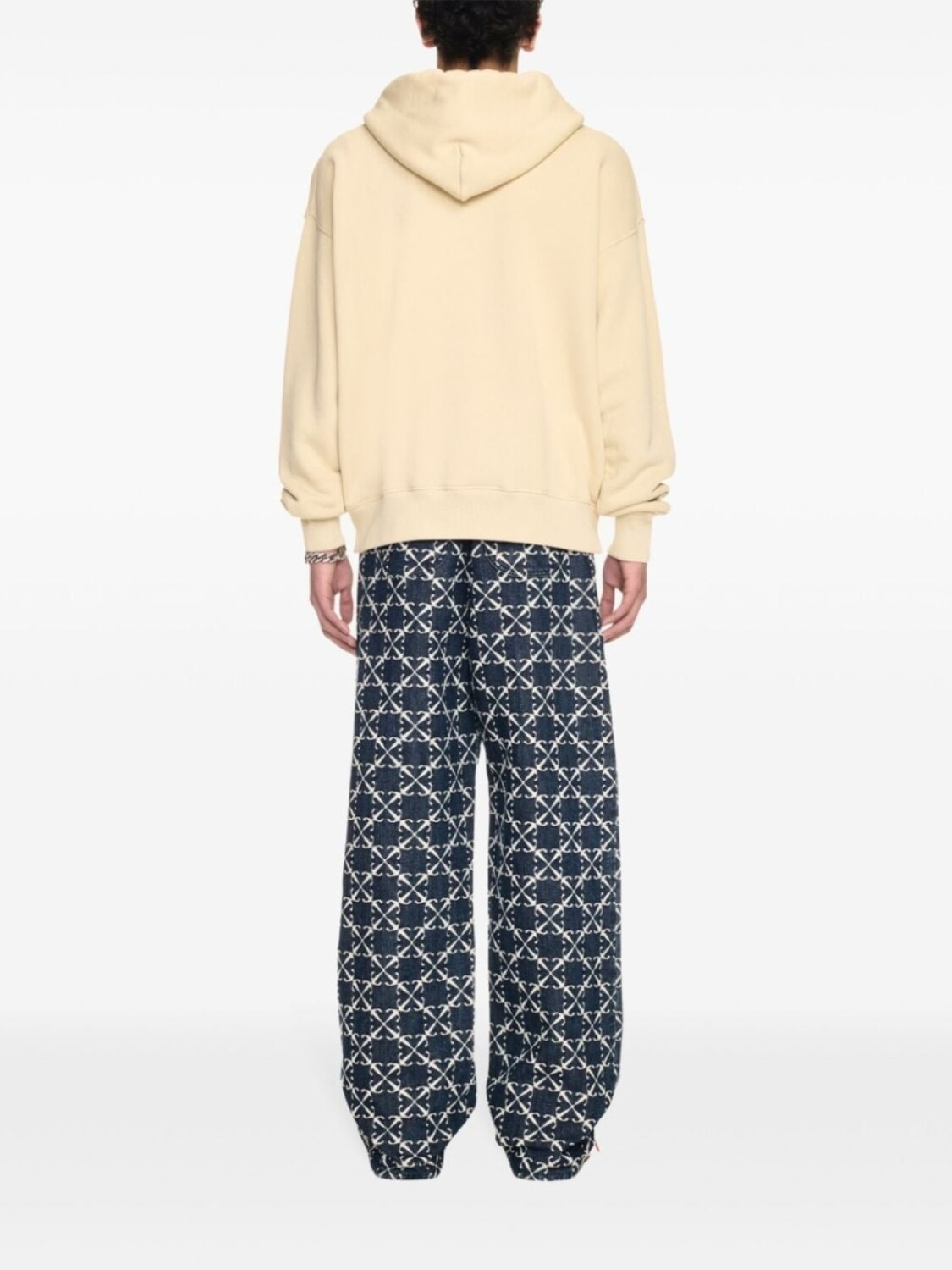 Off-White толстовка с капюшоном и логотипом, нейтральный цвет — фото 4