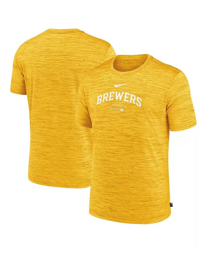 

Мужская золотая футболка Milwaukee Brewers Authentic Collection Velocity Performance Practice Nike