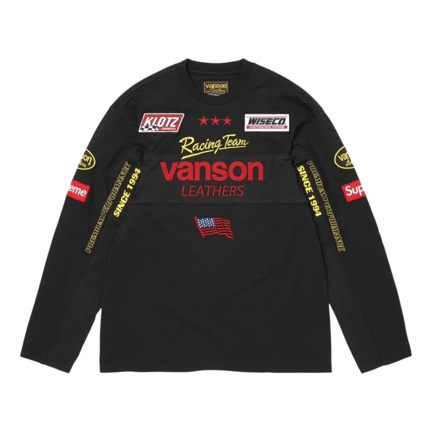 Футболка Supreme x Vanson Leathers SS26 с длинными рукавами, цвет «черный»
