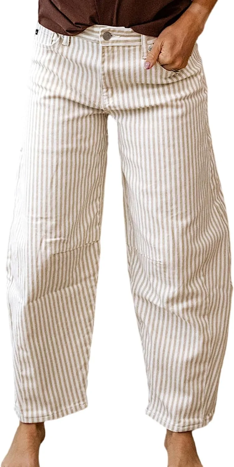 

Женские джинсы yoeasy в полоску, свободные, с высокой талией