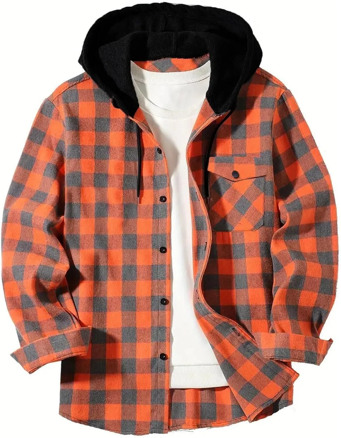 

Фланелевая толстовка с капюшоном для мужчин, с карманами, размеры S-5XL