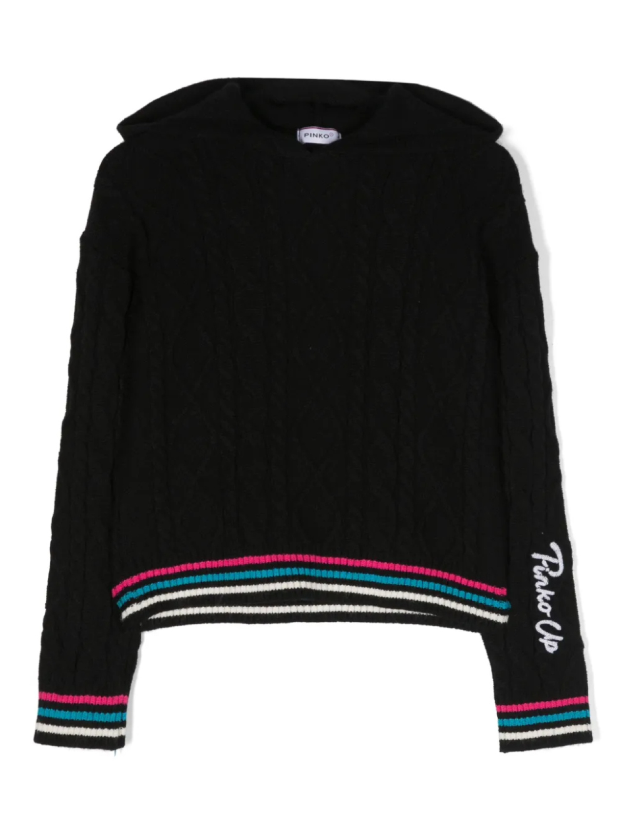 

Pinko Kids джемпер с капюшоном и вышитым логотипом, черный
