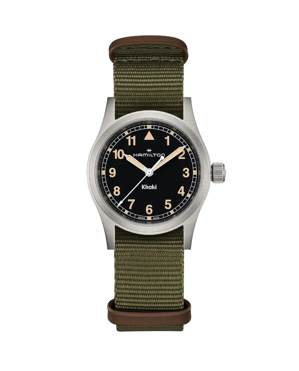 

Женские часы Khaki Field Quartz 33 мм H69301930 с текстильным ремешком Hamilton, черный