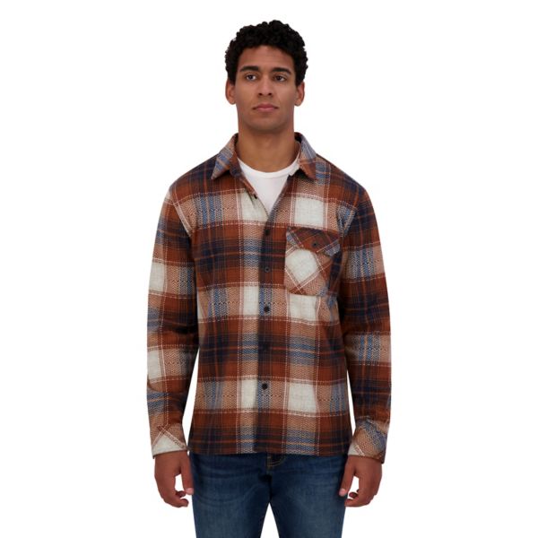 

Мужская вязаная фланелевая рубашка на пуговицах Zeroxposur, цвет brown navy ivory