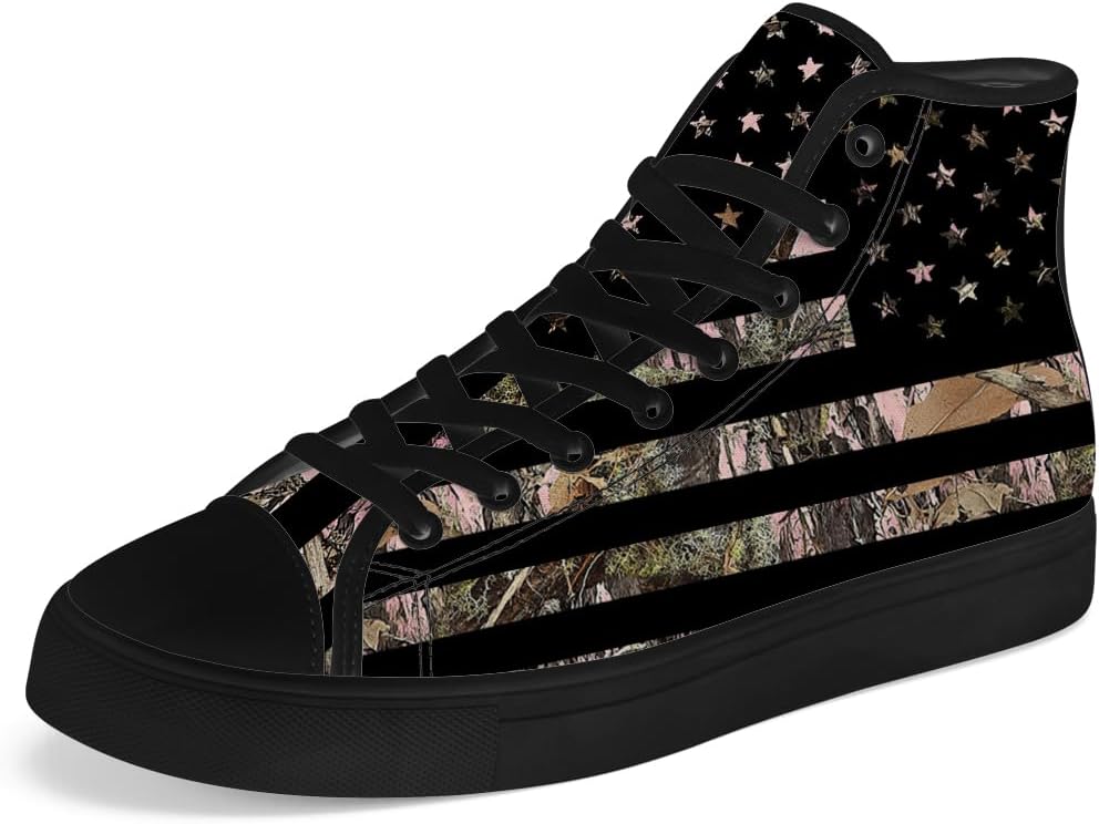 

Камуфляжные кроссовки с американским флагом, высокие кеды из парусины на шнуровке, повседневная обувь, подарок для мужчин и женщин Chebing, серый