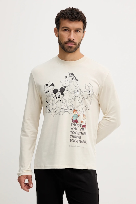 

Хлопковая пижама с длинным рукавом United Colors Of Benetton, бежевый