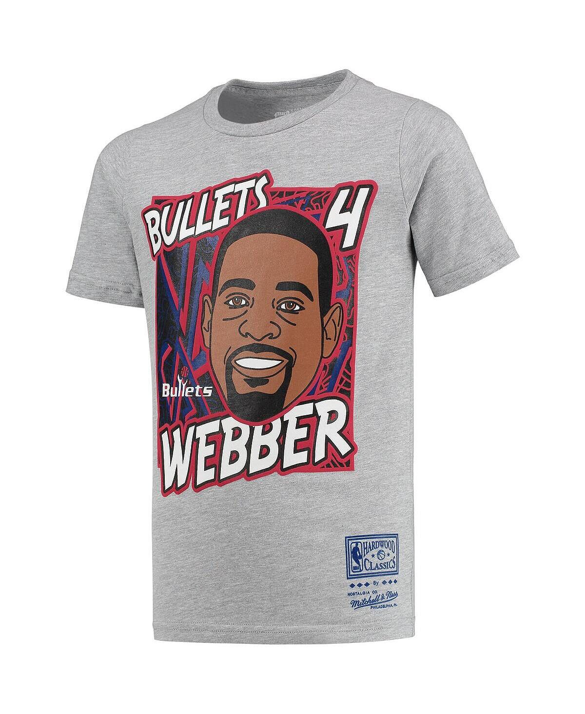 Футболка Big Boys Chris Webber Heathered Grey Washington Bullets Hardwood Classics King of the Court Player Mitchell & Ness — фото 3