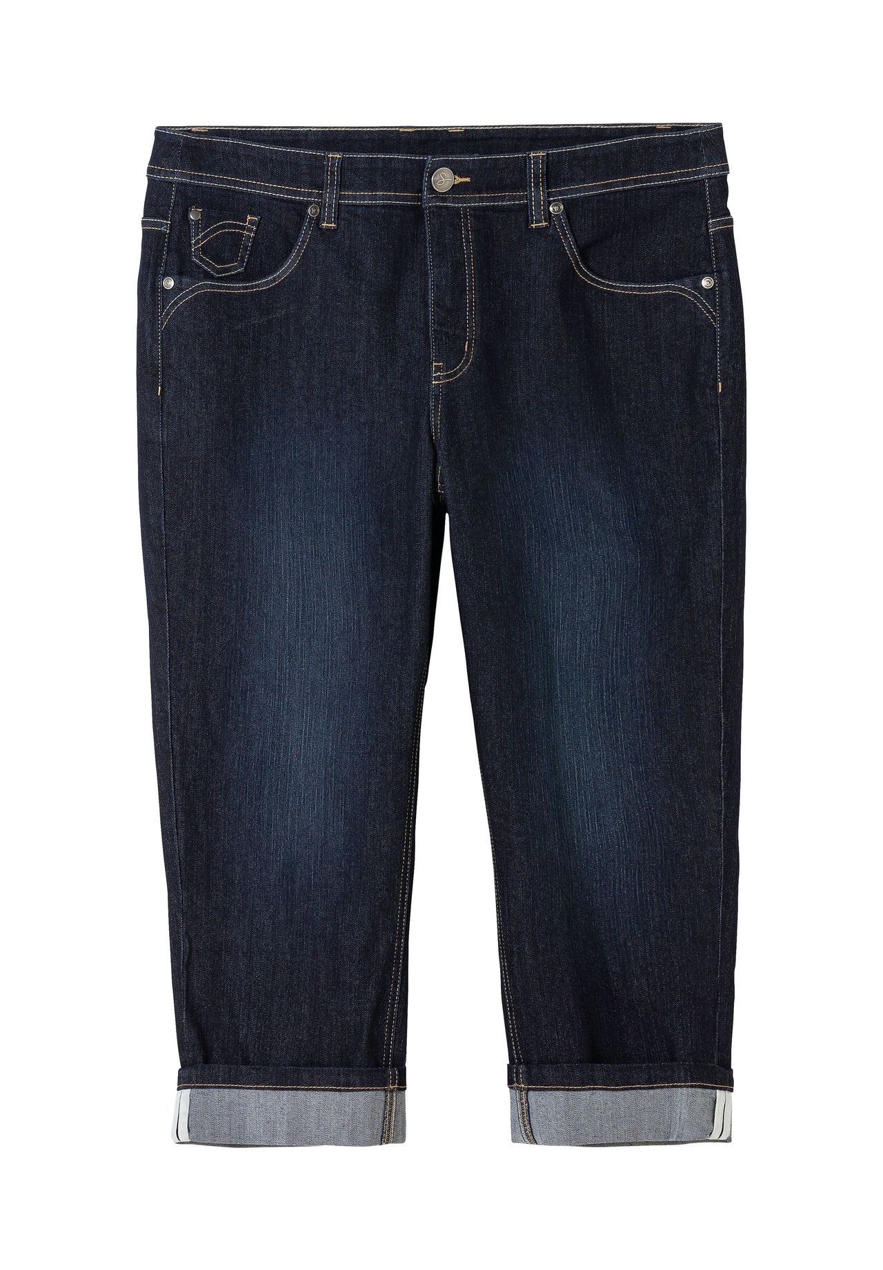 

Узкие джинсы 7/8 с контрастной тесьмой по внутреннему краю Sheego, цвет Blue Black Denim