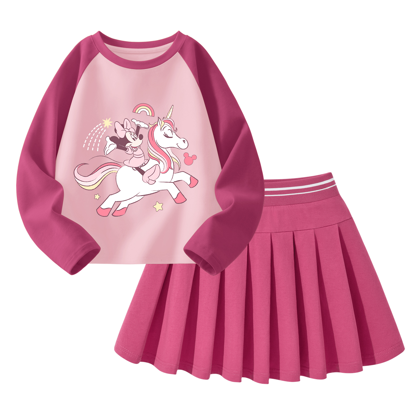 Детский комплект юбка 2 предмета Disney, di xiaohui k fuchsia+solid color белый — фото 4
