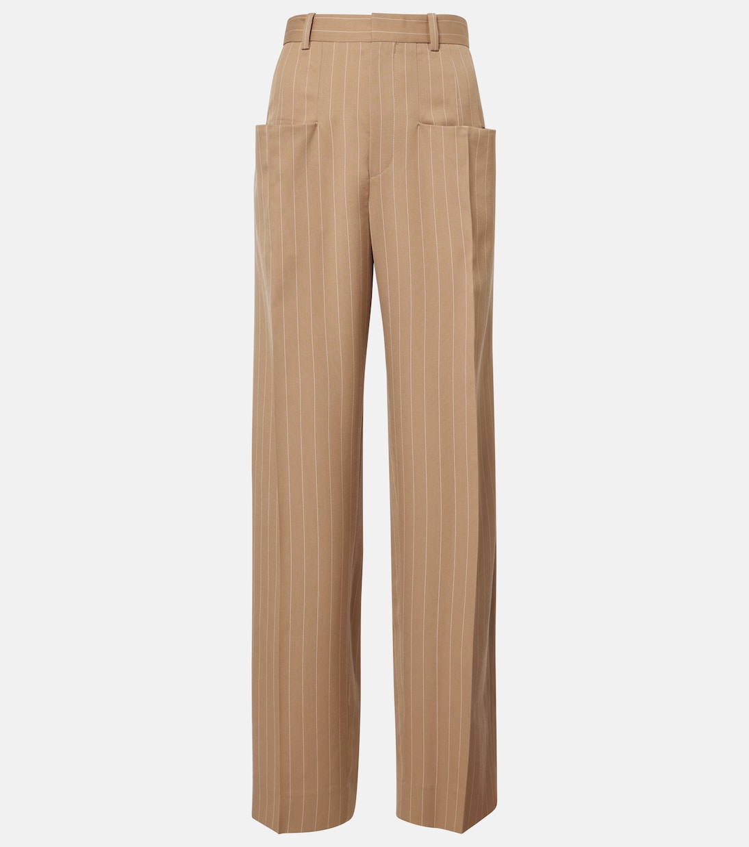 

Широкие брюки из натуральной шерсти в тонкую полоску Victoria Beckham, Sandstorm