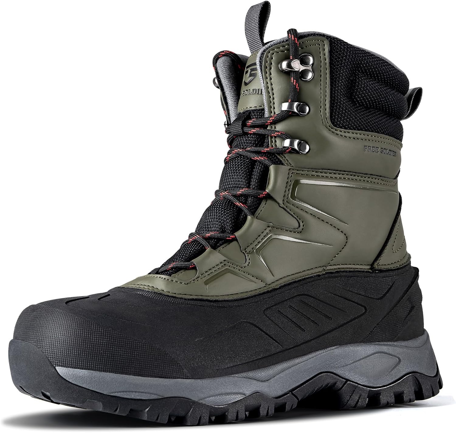 

Мужские зимние водонепроницаемые нескользящие ботинки FREE OLDIER с флокированным покрытием для походов и работы на открытом воздухе Free Soldier, зеленый