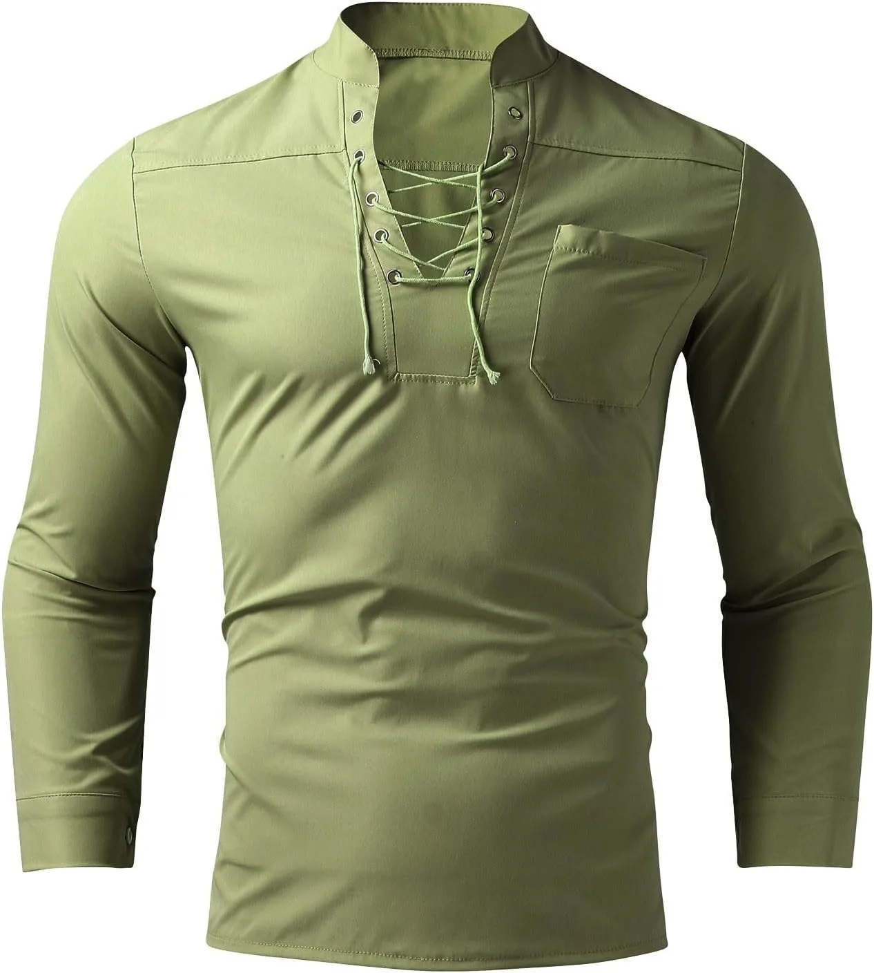 Мужская футболка с длинным рукавом Henley Stretch Slim Fit V-образным вырезом
