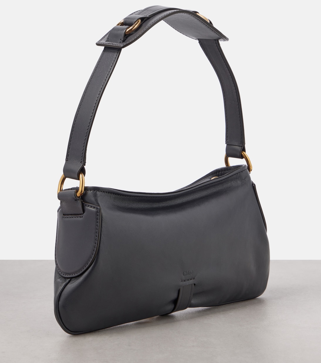 Маленькая кожаная сумка через плечо Kerala 25 Chloé, Black Navy — фото 4