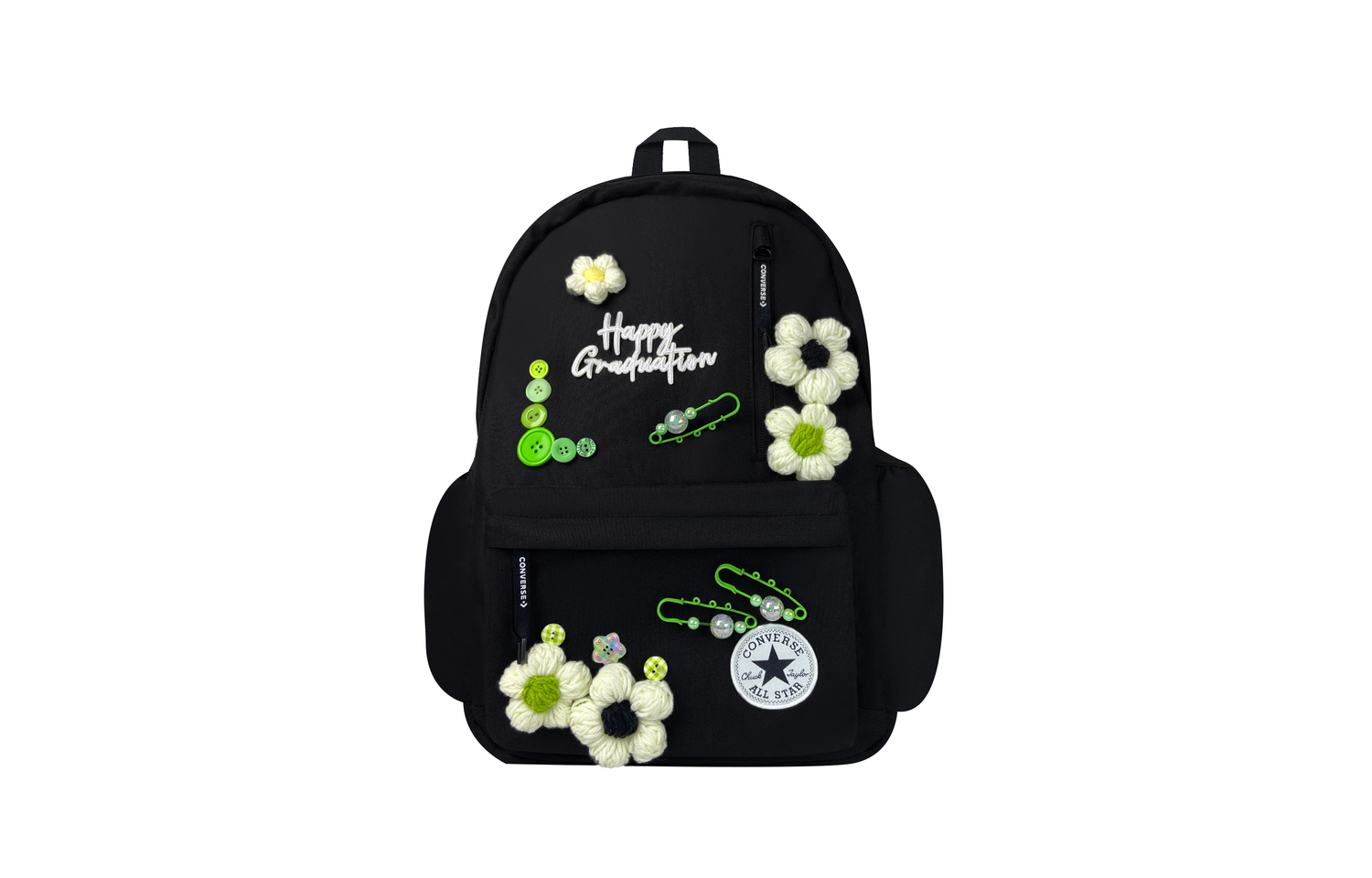 

Converse Полиэстеровый рюкзак средний унисекс черный, Gardenia Flower Letter