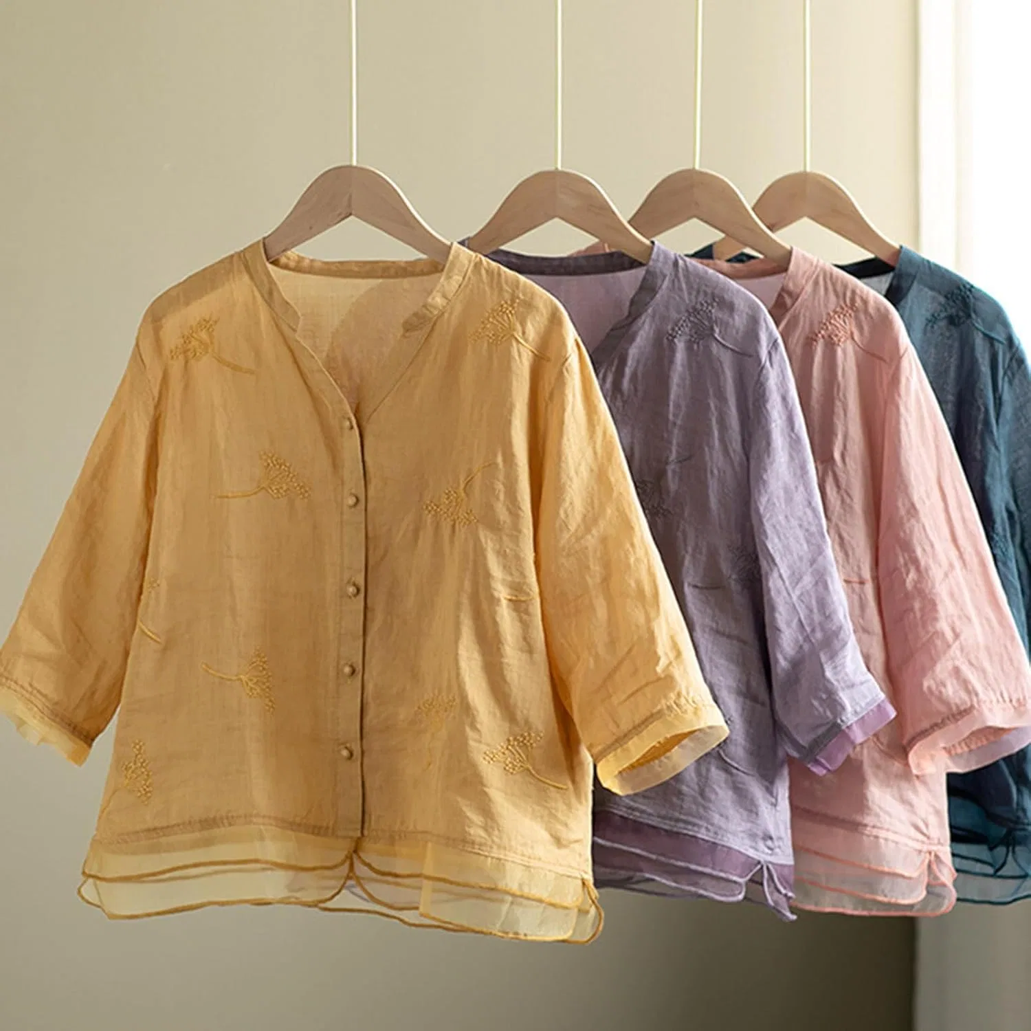 Футболка с цветочным принтом, Cotton Linen, зеленый — фото 4