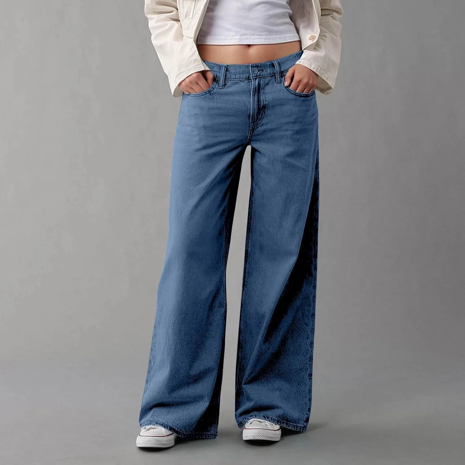 Джинсы свободные широкие женские Plus Size, A1 — фото 3