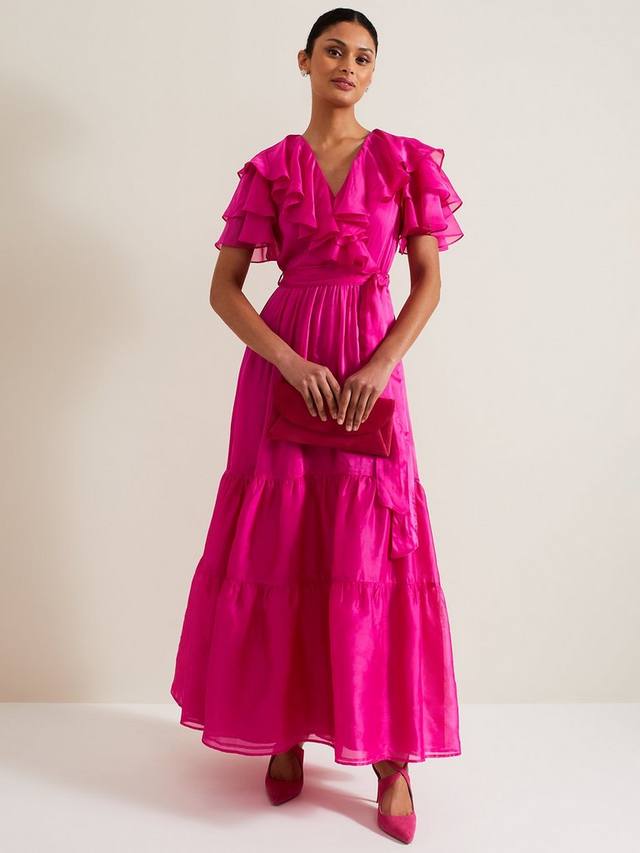 

Многоярусное платье макси из органзы mabelle Phase Eight, цвет Fuchsia
