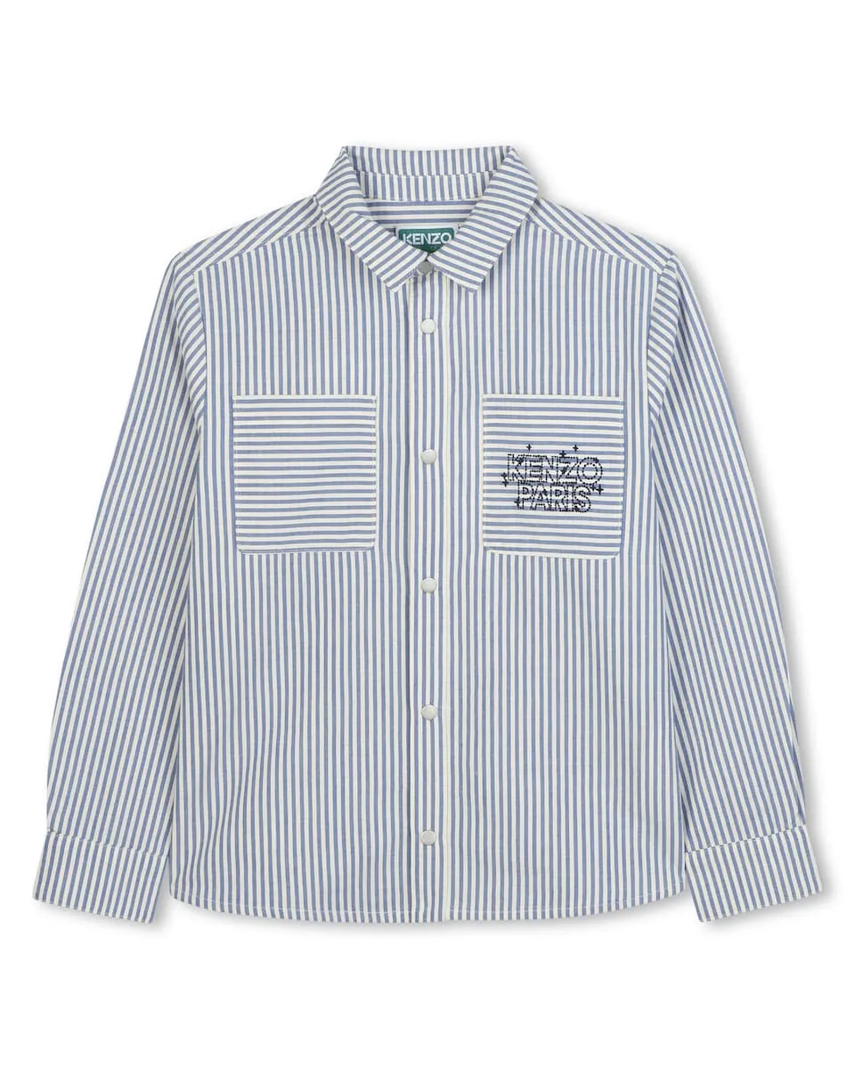 

Детская хлопковая рубашка в полоску Kenzo Kids, синий