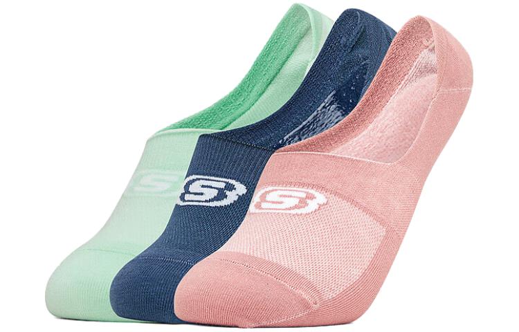 

Разноцветные носки невидимки унисекс 3 пары Skechers, набор (розовый+зелёный+синий)