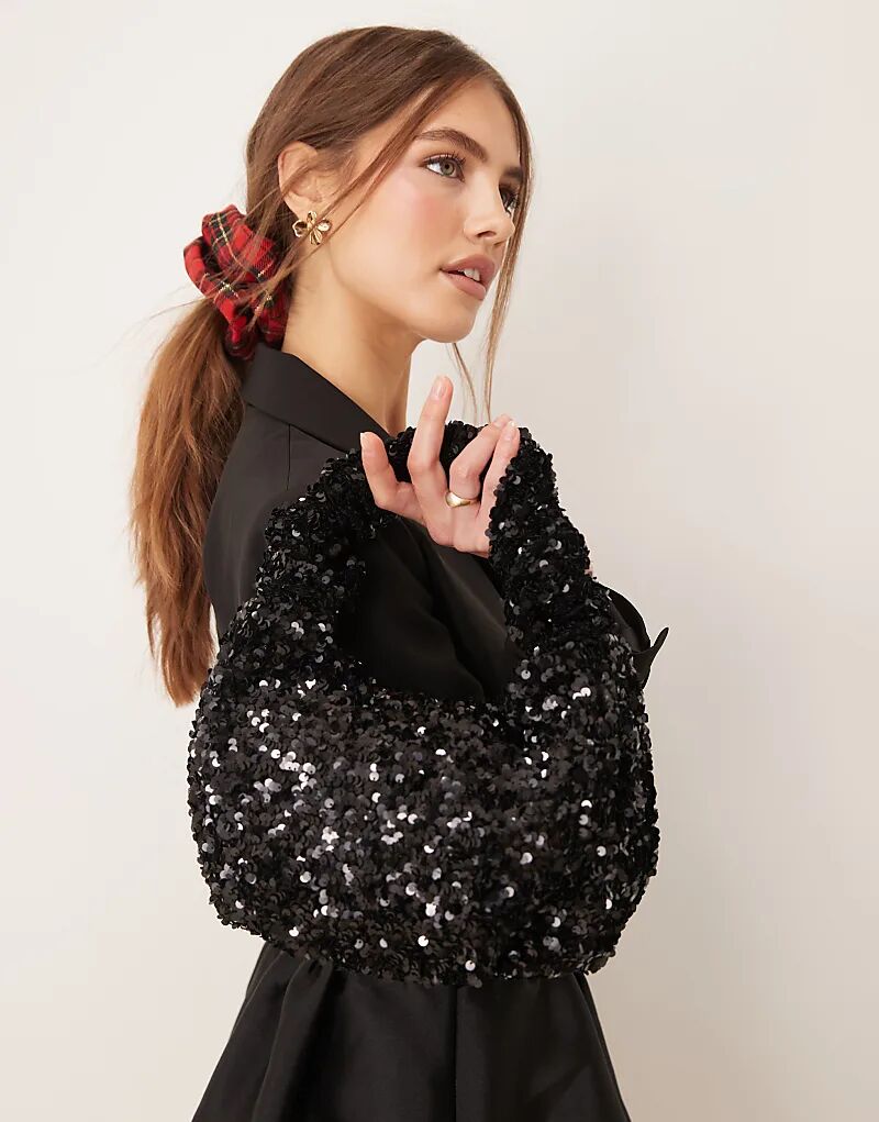 

Сумка-тоут Gina Tricot mini slochy с пайетками черного цвета, Черный, Сумка-тоут Gina Tricot mini slochy с пайетками черного цвета