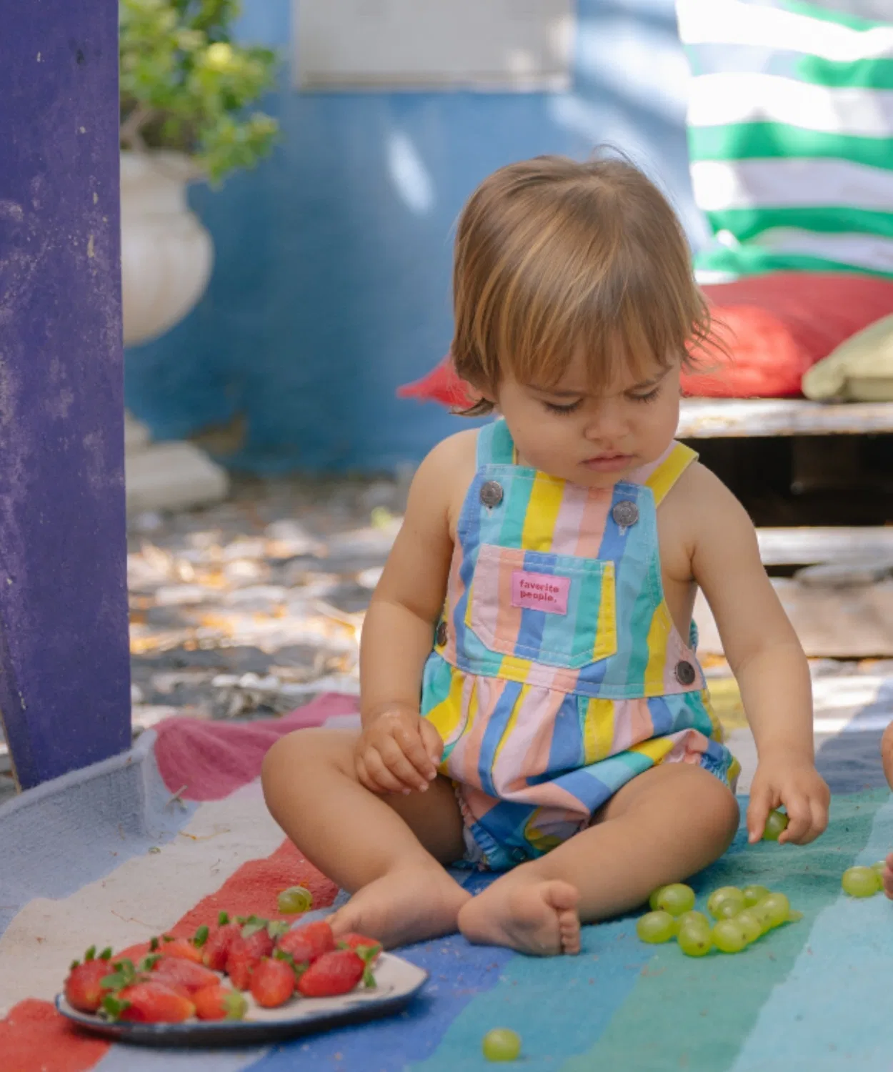 Детский комбинезон PICOLEBABY из хлопка в полоску, цвет радужный — фото 3