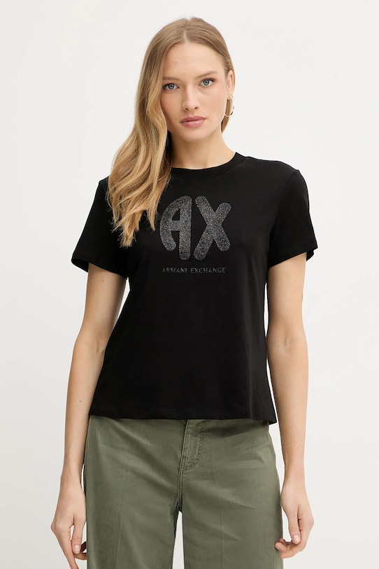 

Хлопковая футболка Armani Exchange, черный