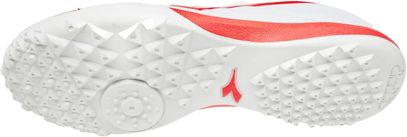 Футбольные бутсы Diadora Brasil Elite Turf - водоотталкивающий Suprellsoft, противоскользящая подкладка из ПУ на пятке, точки гибкости на стельке, высококачественное исполнение, белый/красный — фото 2